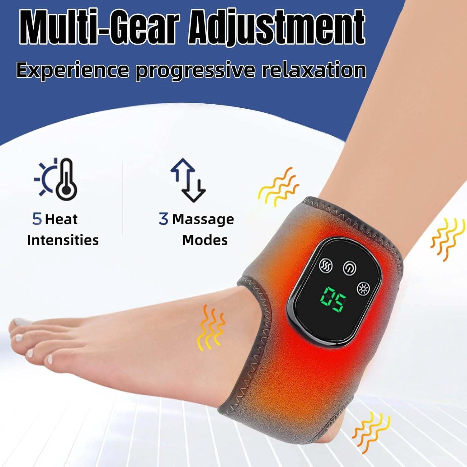 Ankle Massager with Heat, 3-in-1 Kneading Massage, 3 Speeds Vibration & 5 Temperatures, Wireless Portable for Home Of... - Image 5