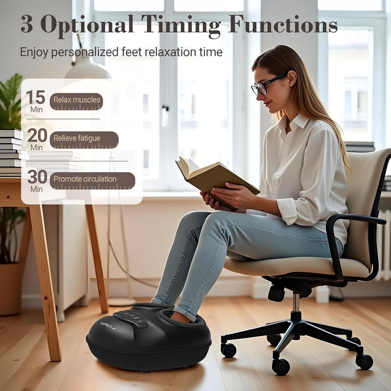 Massager, Feet Massager Machine with Remote Control, 3 Heat Levels, 5 Deep Kneading Therapy Pressure for Plantar Fasc... - Image 3