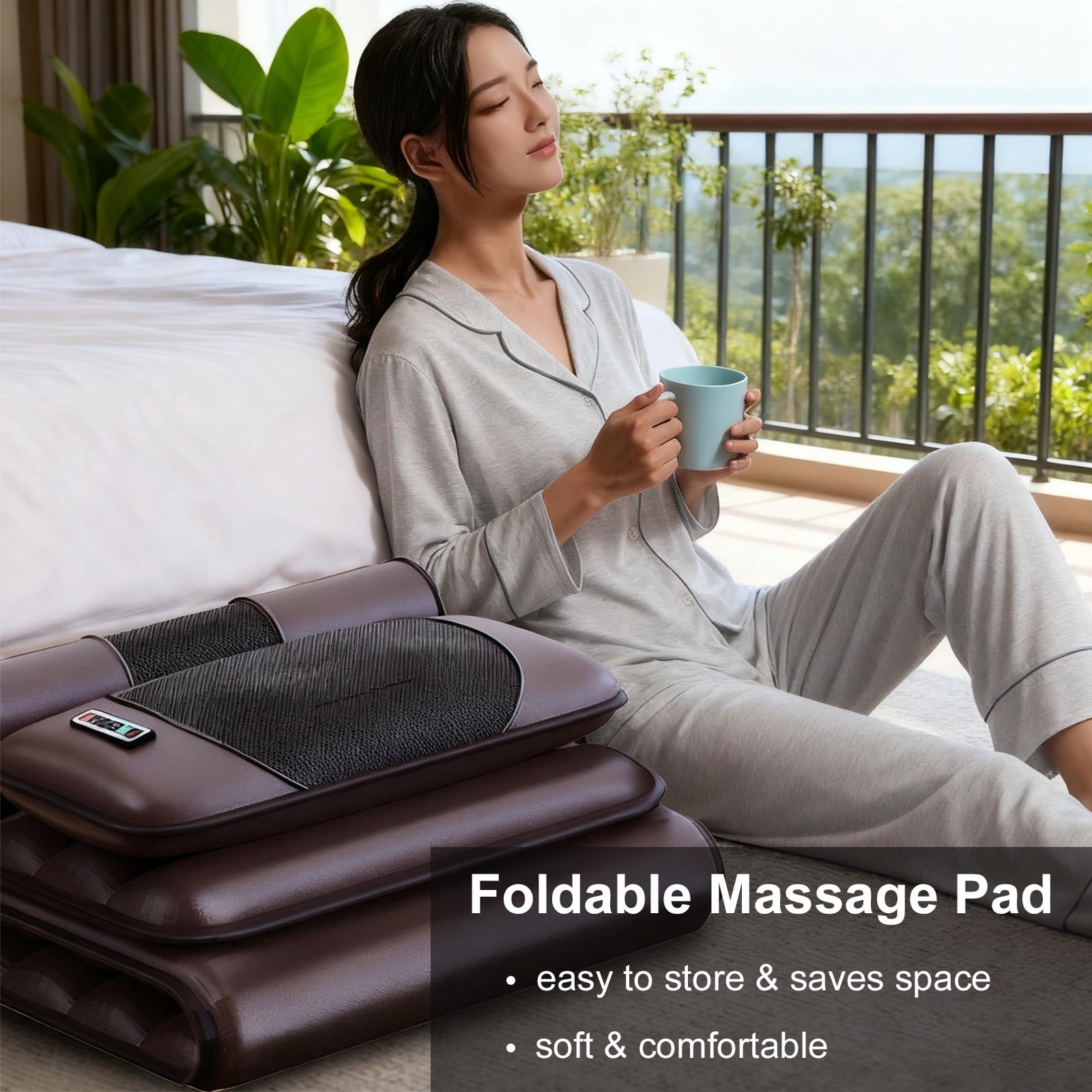 Mat with Heating, Foldable Mattress Pad with 10 Vibration Motors and 3 Adjustable Strength, Multifunctional Leg Foot ... - Image 2