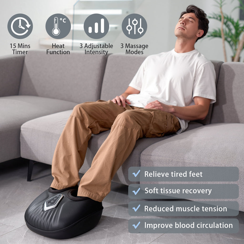 for Mother's Day with Heat and Compression, Shiatsu Feet , Fits Up to Men Size 13.5, Black - Image 4