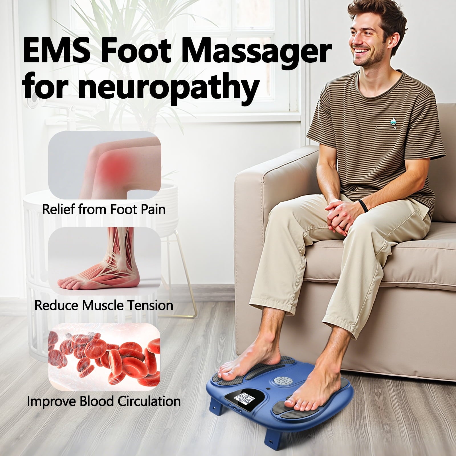 Foot Massager for Neuropathy, Foot Massager with 8 Reusable Electrode Pads, Foot Massager for Circulation and Pain Re... - Image 4
