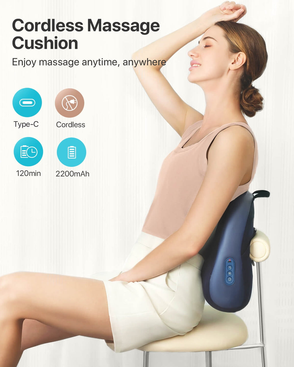 Massager with Heat, Shiatsu Neck and Massager for Deep Tissue, 3D Kneading Massage Pillow for Neck, and Shoulders, Gi... - Image 2