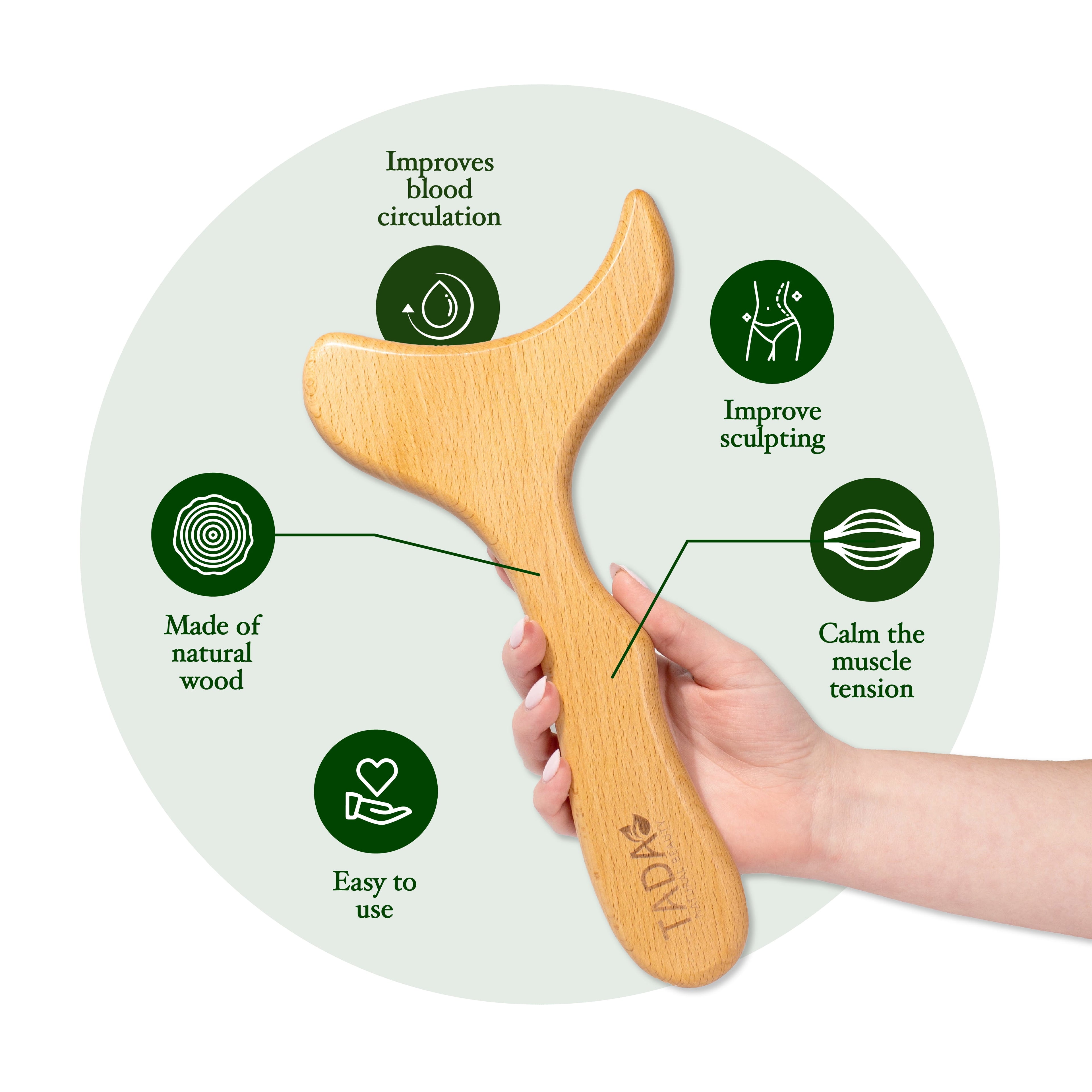 Wood Gua Sha Shoulder Massager Legs, Neck, Arms, Lower Back - Image 4