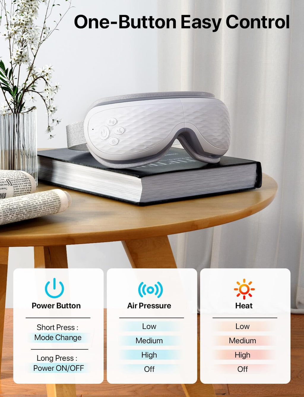 with Heat, Migraines Relief, Massage Mask with Bluetooth, Compression for Strain Relief, Gifts for Women/Men - Image 6