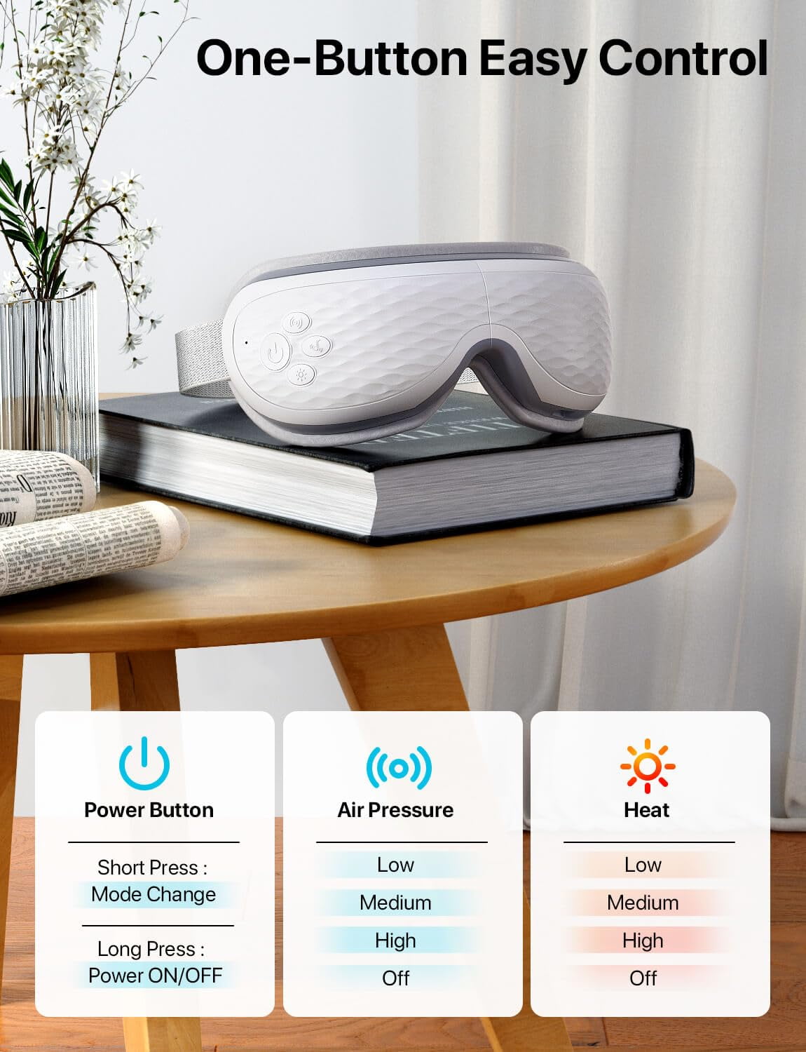 with Heat, Migraines Relief, Massage Mask with Bluetooth, Compression for Strain Relief, Gifts for Women/Men - Image 6