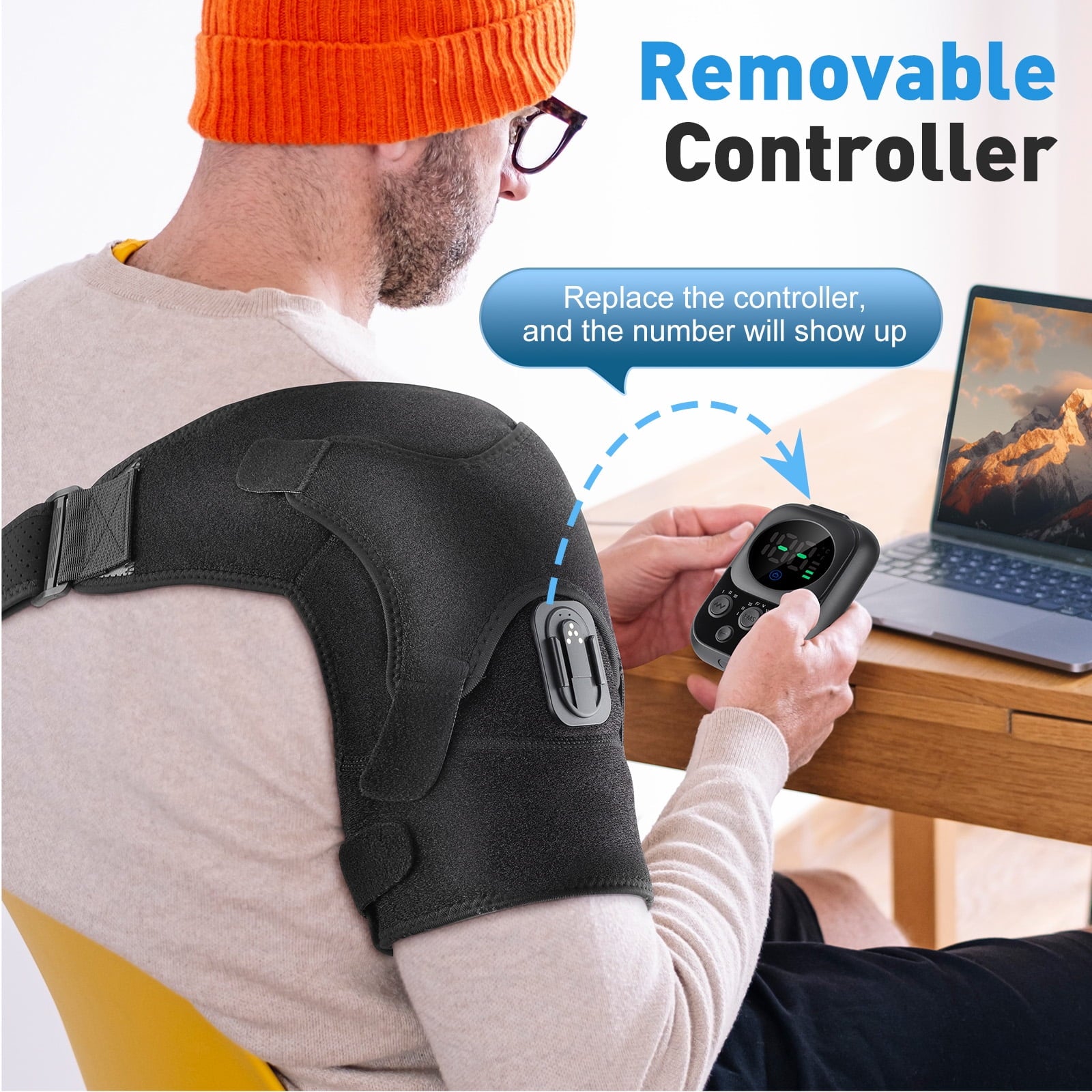 with Massage,Heated Brace for Men Women,Cordless Massager with App Remote Control,Heated Wrap with 6 Heat & 3 Vibrati... - Image 3