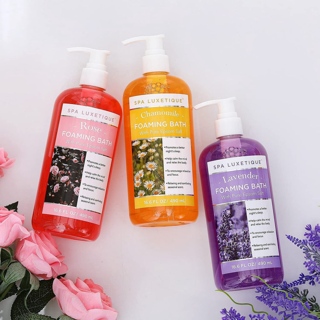 with Pure Epsom Salt - Chamomile Rose Lavender Set, Relaxing Holiday Birthady Gifts for Her, 3 Pack 49.8 fl oz - Image 6