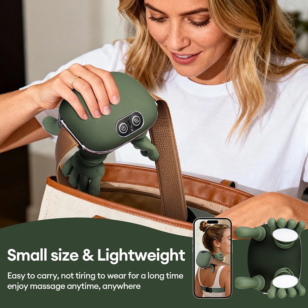 Tissue 4D Neck & Shoulder Kneading Massager with Heat, USB Charging Cable & User Manual for Travel, Green - Image 5