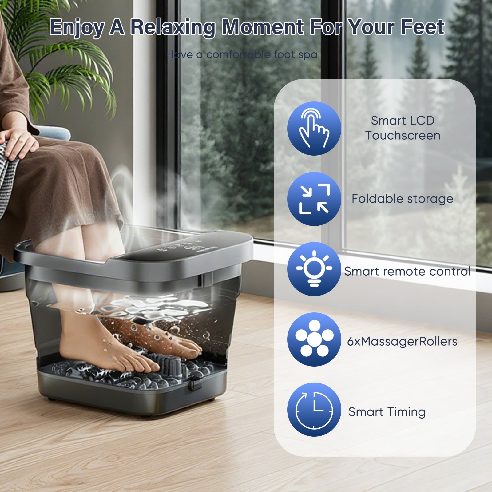 Spa Massager with Heat & Massage Rollers,Temp Control,Bubble,Touch Screen,Remote Control - Image 3