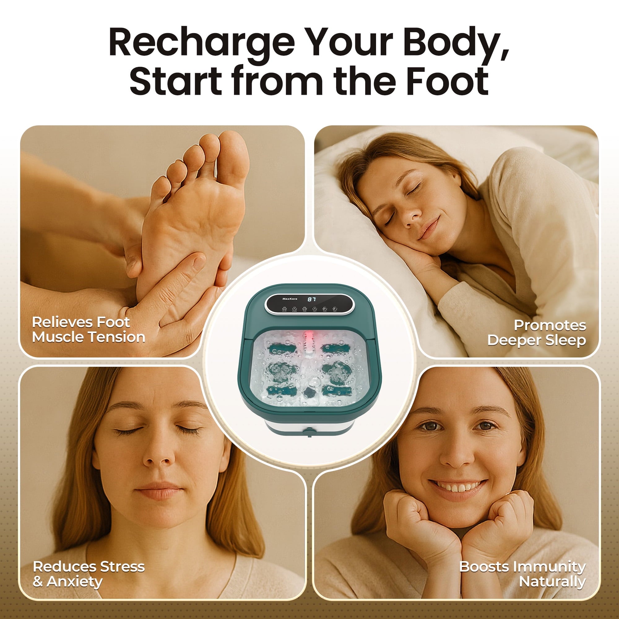 Spa with Massager and Heat Bubbles Vibration 3 in 1, Spa Bath, Green - Image 6