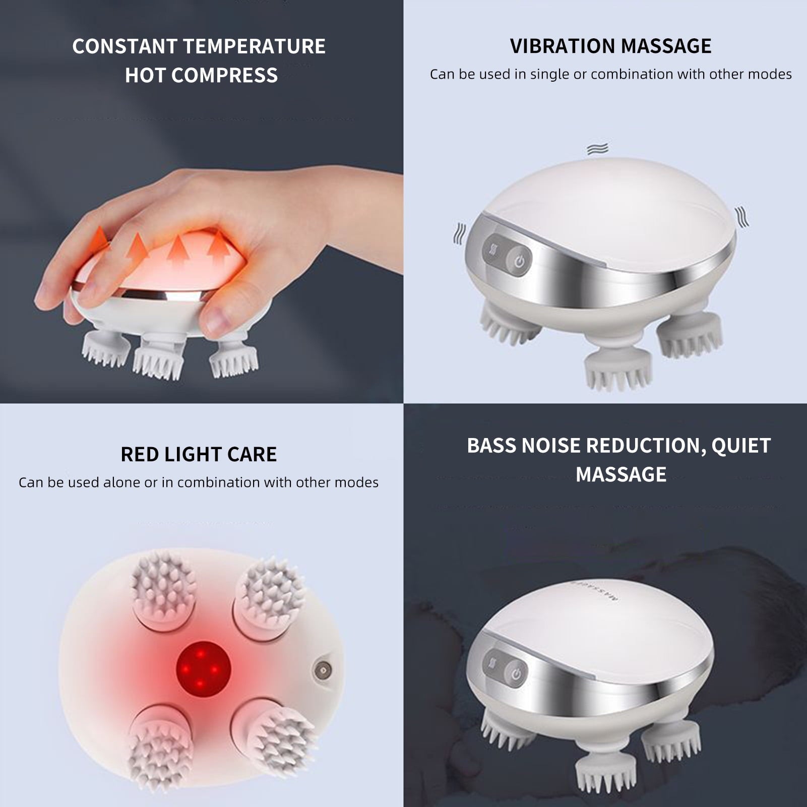 With Hot Compress And Red Light Therapy, Waterproof Electric Head For Relaxation, Portable Rechargeable For Stress Re... - Image 3