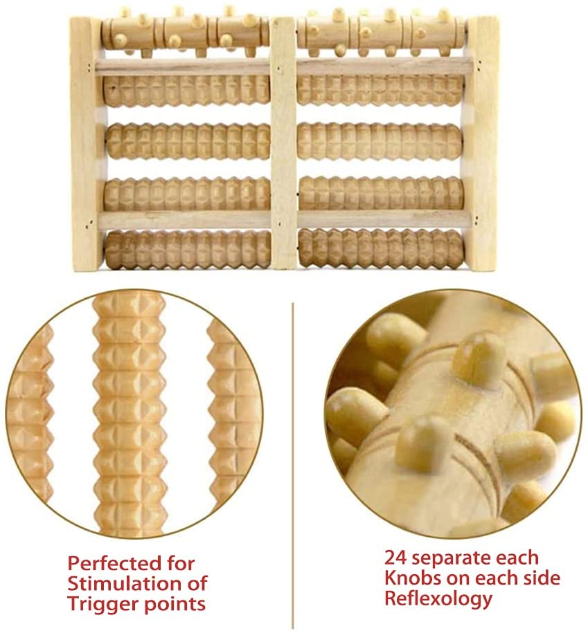 Premium Dual Foot Massager Roller, 10 Rollers, Pure Natural Wooden Foot Massager Roller for Plantar Fasciitis, Heel, ... - Image 3