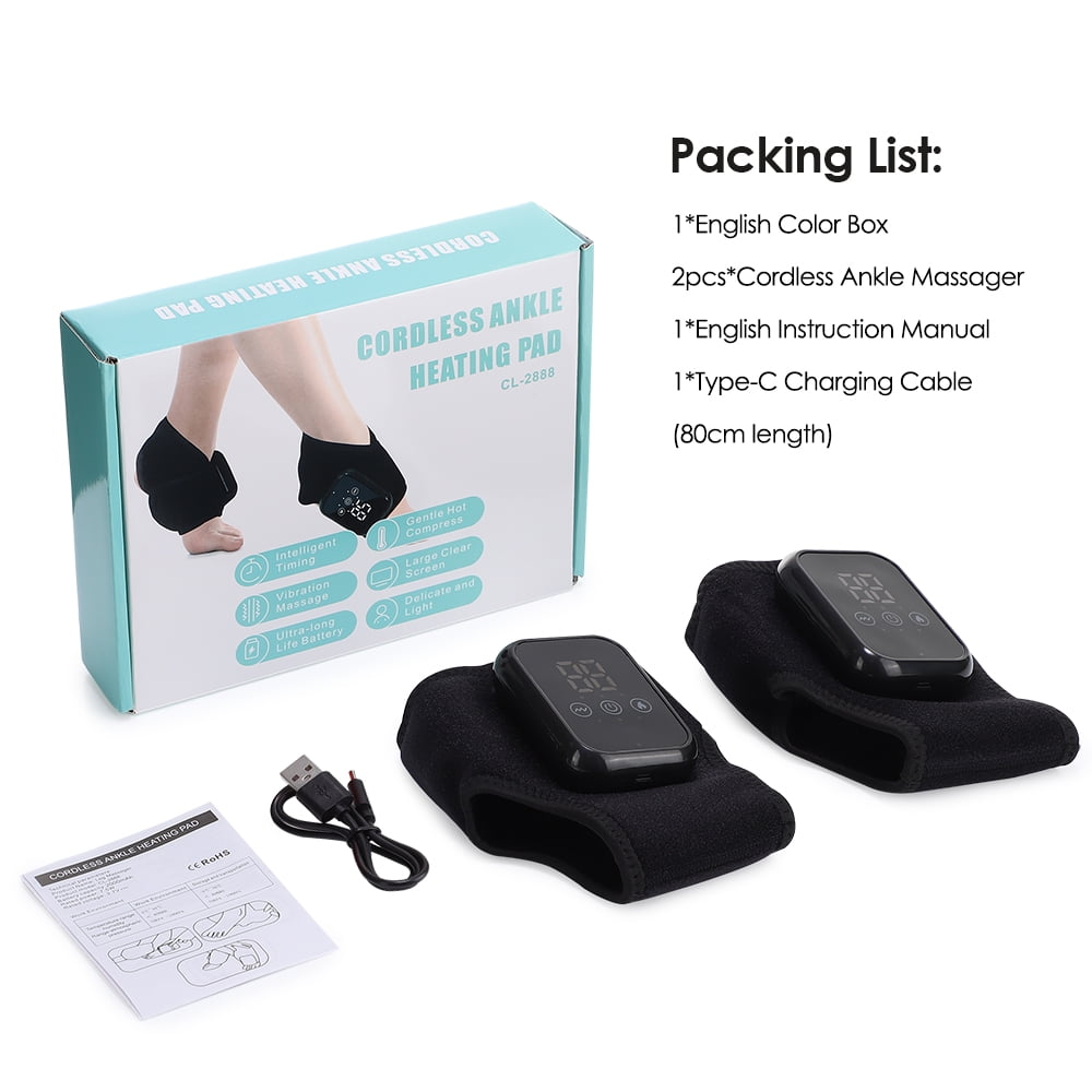 Electric Foot Massager,Heated Ankle Brace with Vibration,Cordless Ankle Massager with 3 Heating Levels 3 Vibration Mo... - Image 4