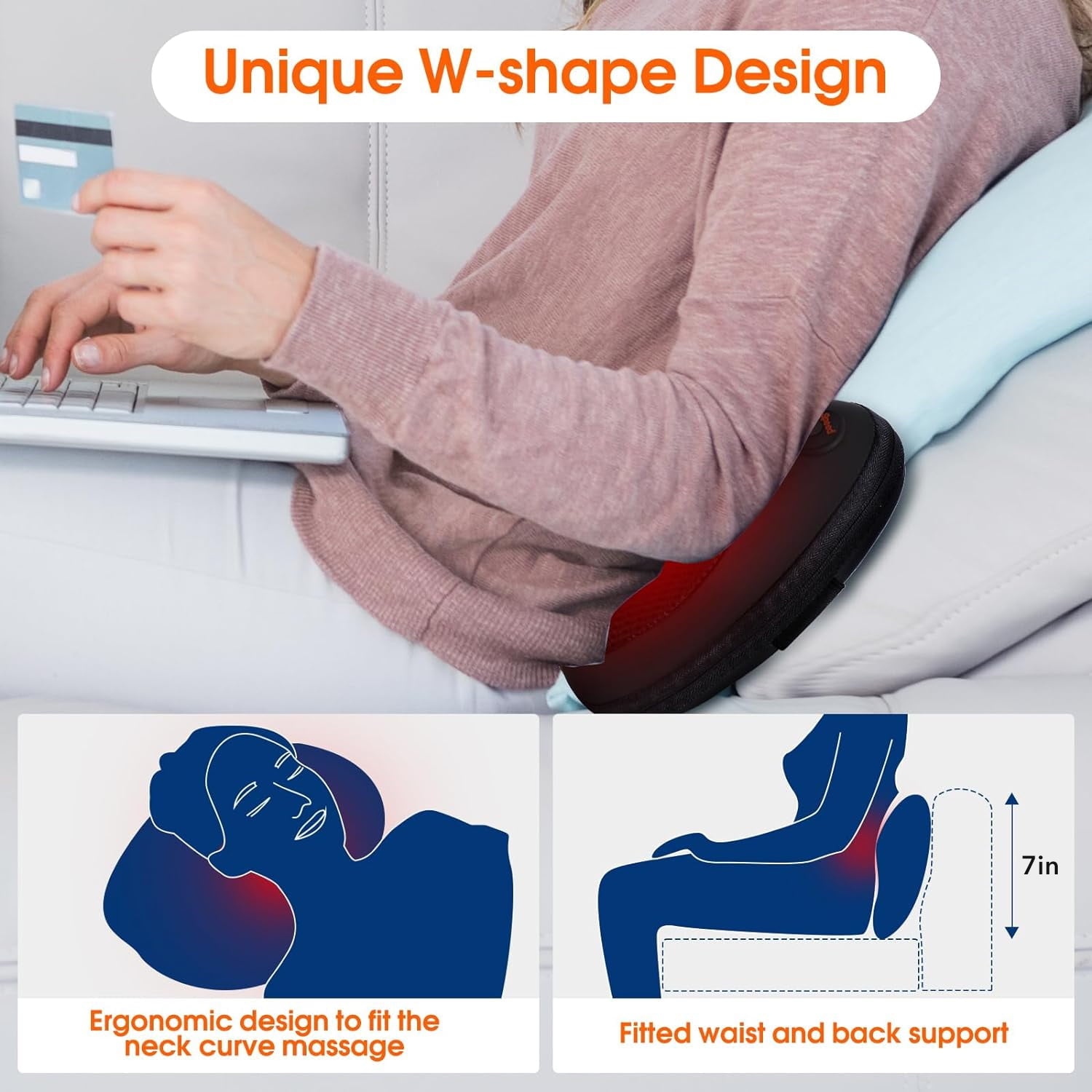 and Neck Massager with Heat, Electric 3D Deep Kneading Tissue Massage Pillow for Chair & Car, Muscle Pain Relief on S... - Image 6