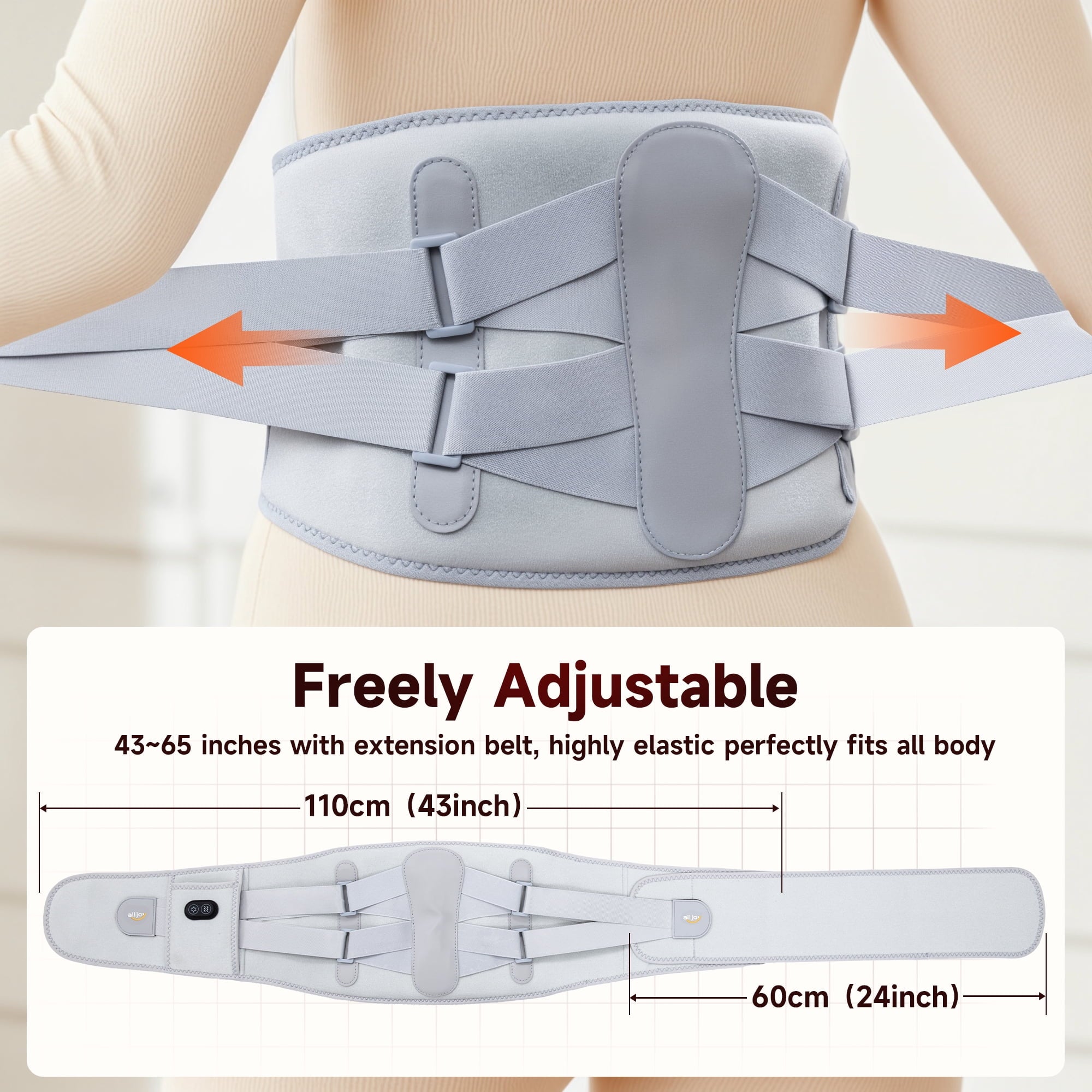 67" Heating Pad for Back Pain Relief, 10000mAh Lower Back Massager with 3 Heat 3 Vibration, Gifts for Mom Women Men Dad - Image 5