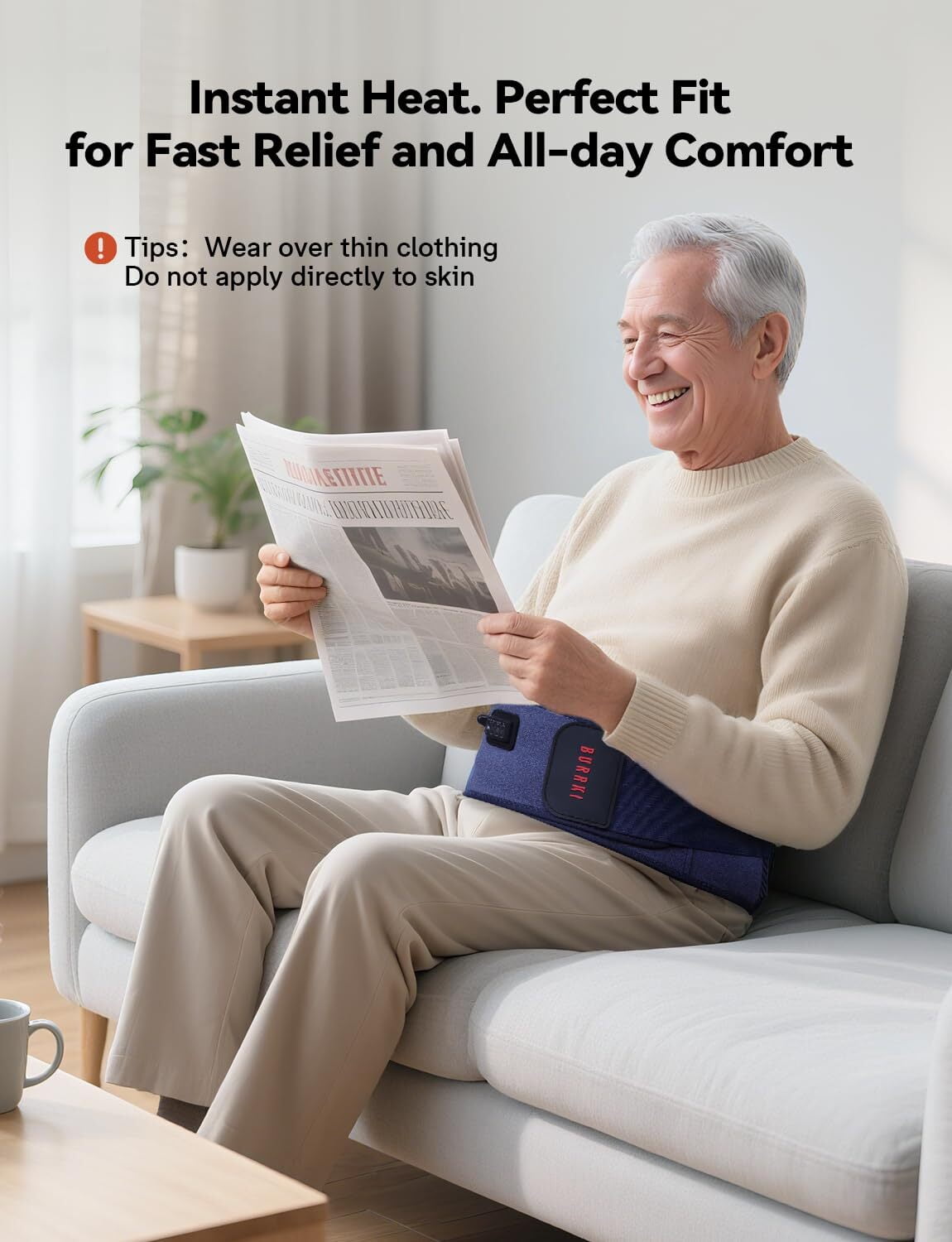 Pad for Back Pain Relief, 47-60" Lower Back Massager with 3 Heat & 3 Timer & 5 Vibration, Heated Back Lumbar Support ... - Image 5