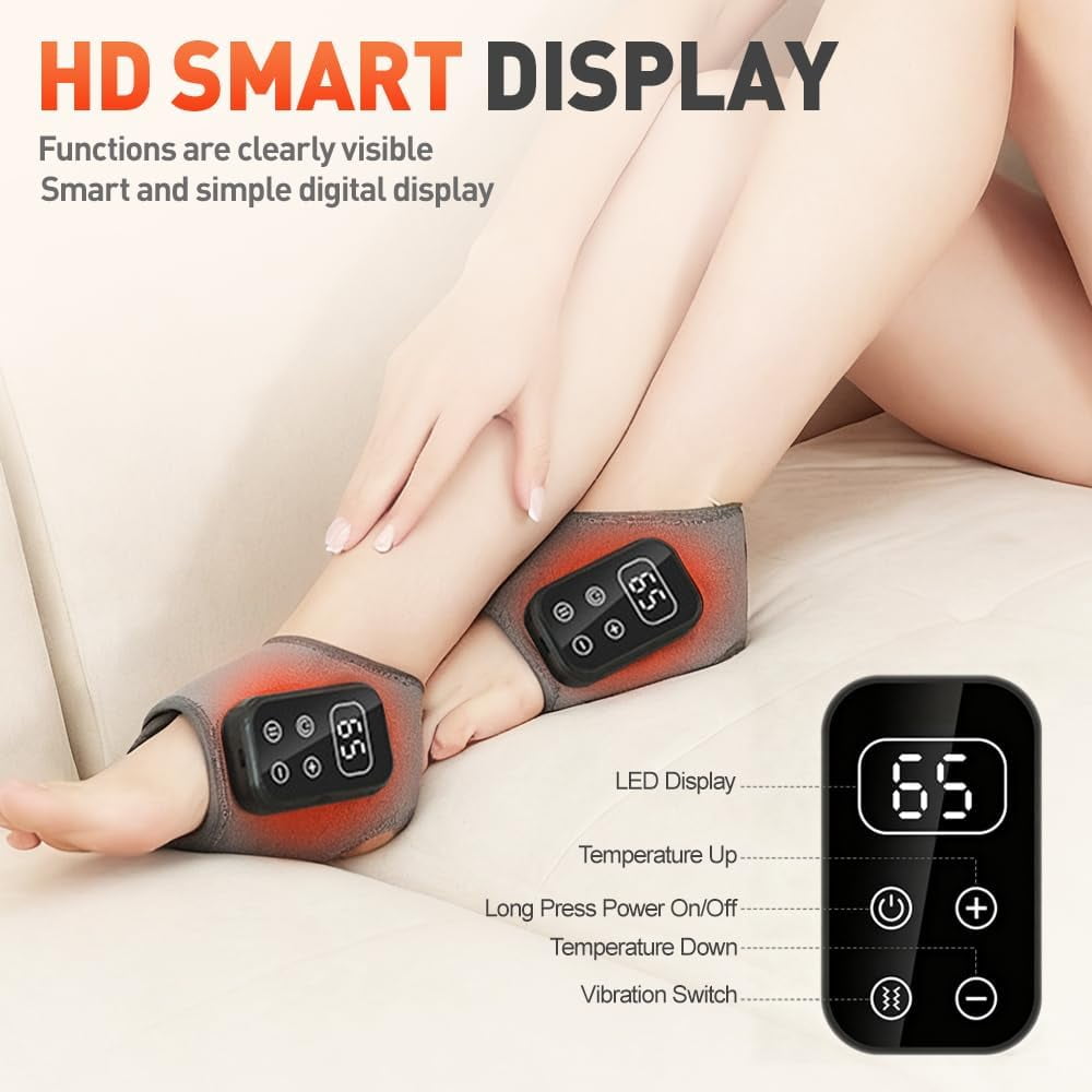 Triple Method Massager, Massager for Neuropathy Customizable Massage, Wireless & Portable Heated Ankle Wrap with 3 Vi... - Image 6