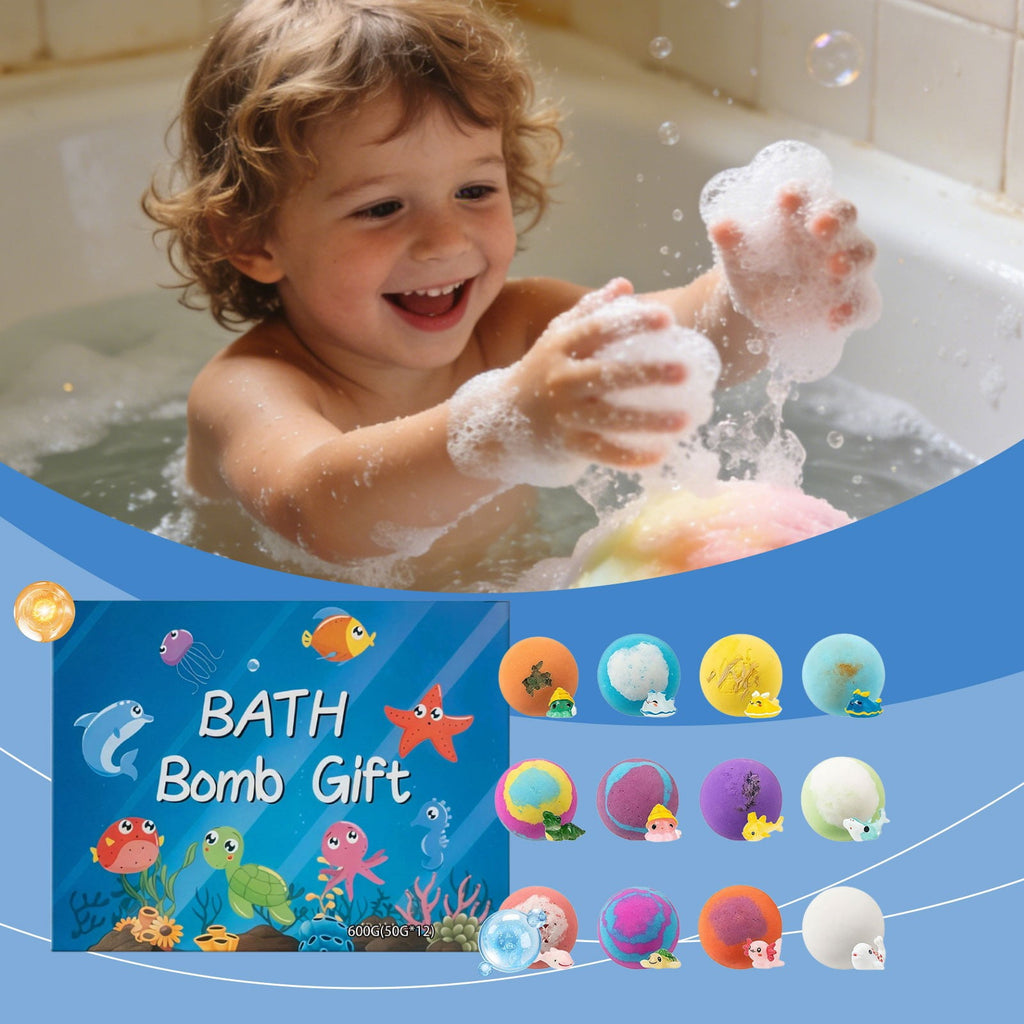 12 Pack Ocean Themed Bath Bombs Set With Surprise Sea Animal Figurines Rich Fizzing Bubbles For Daily Home Spa Relaxa...