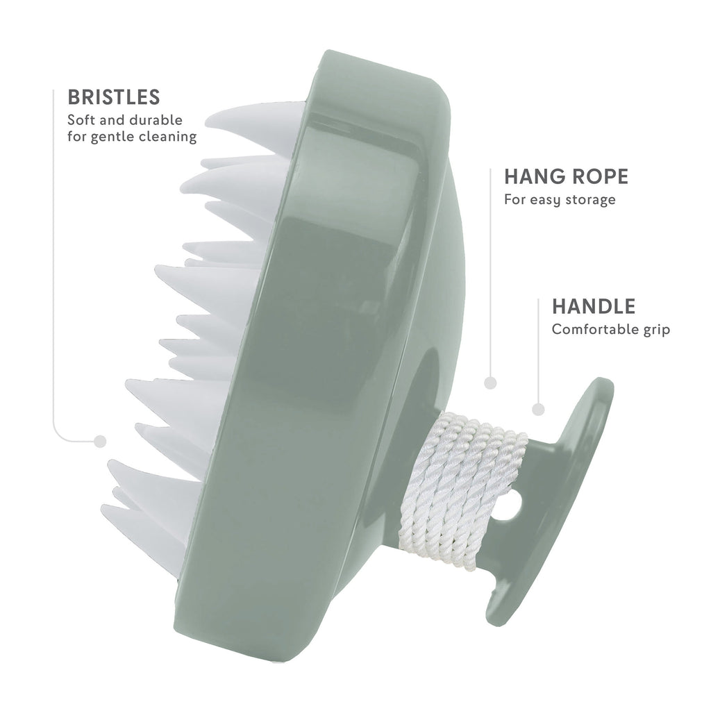 Scalp Massager, Silicone Bristles, 3 h Diameter, 1 Pack, Green with White Bristles - Image 3