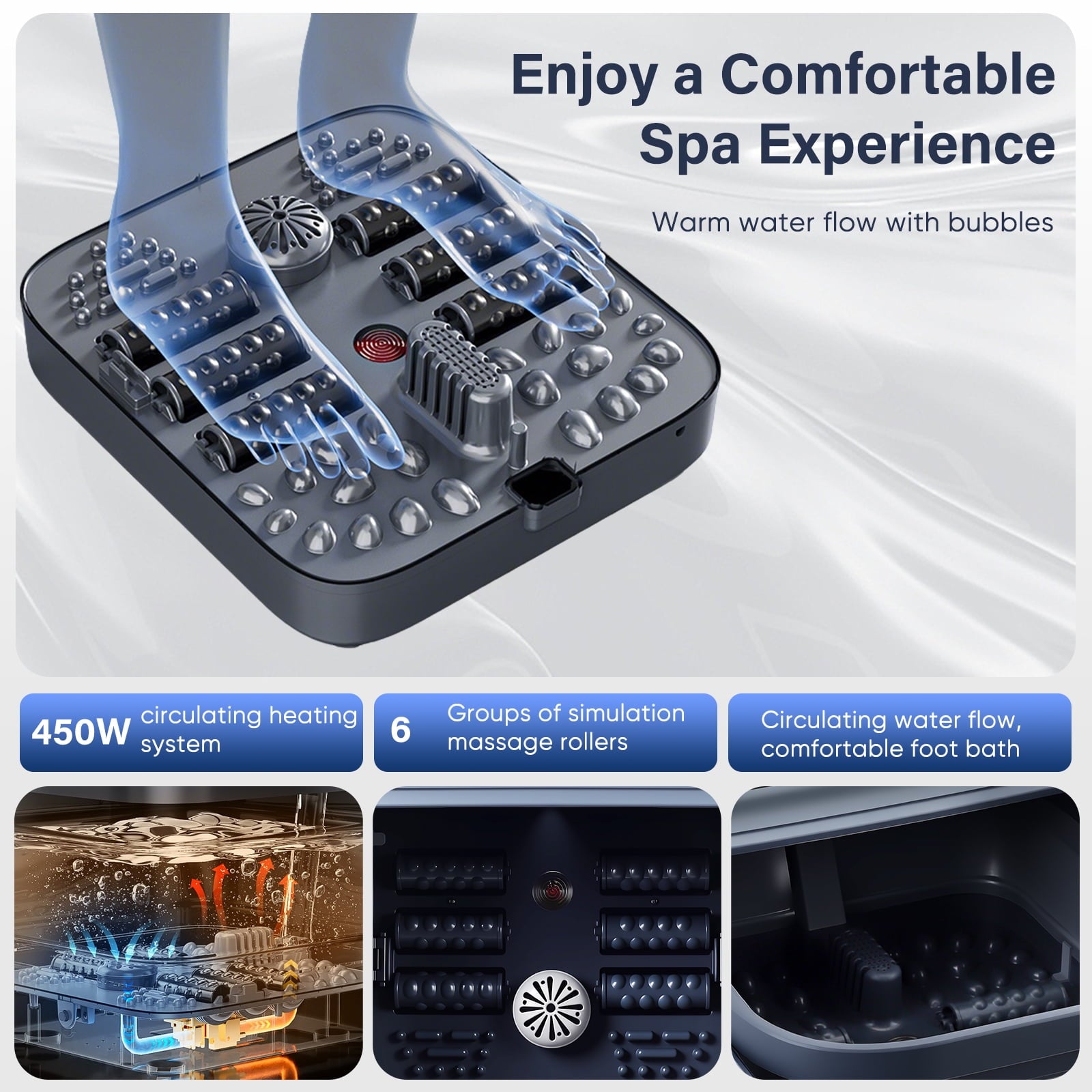 Spa Massager with Heat & Massage Rollers,Temp Control,Bubble,Touch Screen,Remote Control - Image 5