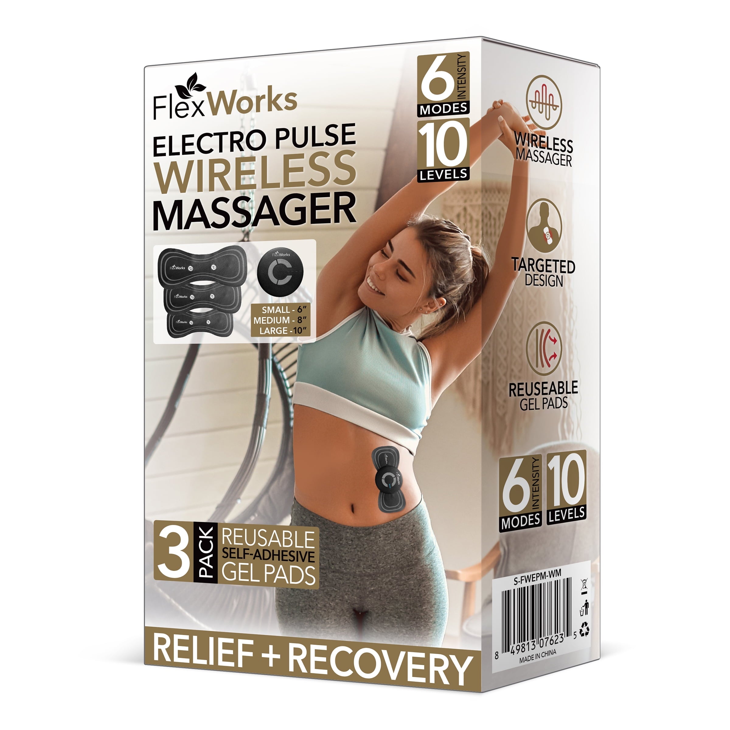 Wireless Massager with 3 Pack of Reusable Self-Adhesive Gel Pads, Black - Image 4
