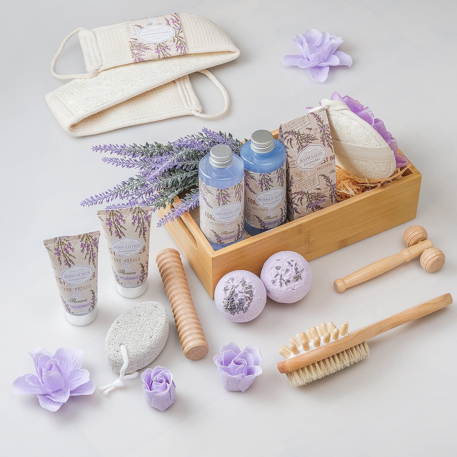 Gifts Baskets in Lavender Essential - Christmas Birth Gifts for Women -18pc Bath Body At Home Spa Relaxing Self Care ... - Image 2