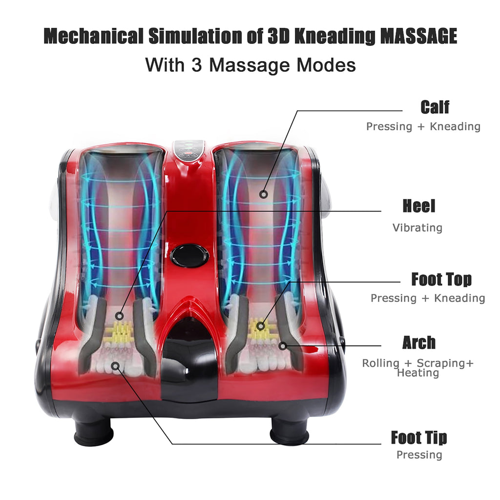 Shiatsu Kneading Rolling Vibration Heating Foot Calf Red - Image 6