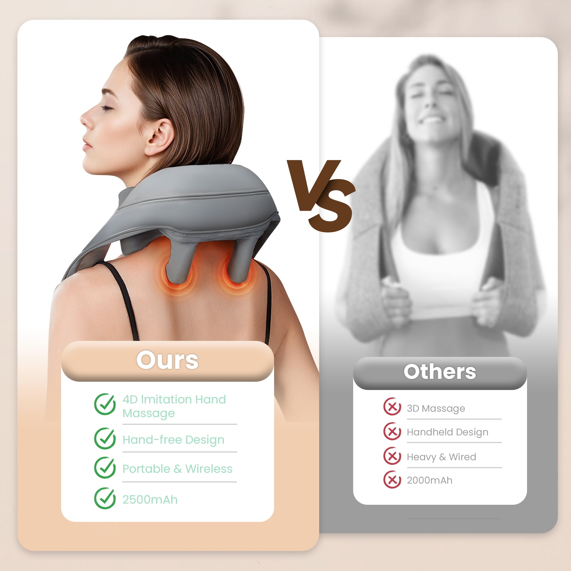 Neck and Shoulder Massager with Heat, Shiatsu Kneading Back Massagers for Pain Relief - Image 6