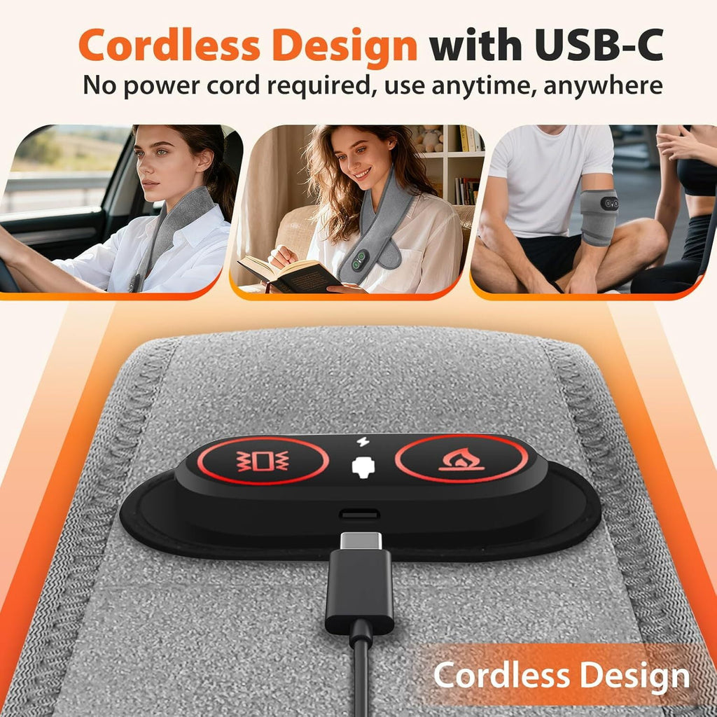 Cordless Massager, Rechargeable Scarf with 3000mAh Power Bank, 3 Heat Settings & Vibration Massage, Muscle Relaxation... - Image 4