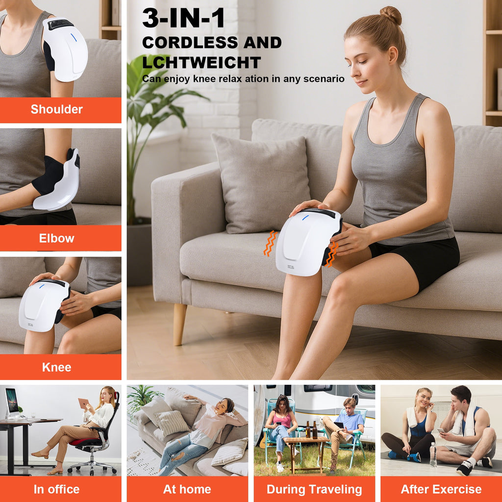 Pro 4-in-1 Knee Massager with Heat, Vibration, Red Light & Electrode Therapy - Cordless, 9+9 Personalization, LED Scr... - Image 6