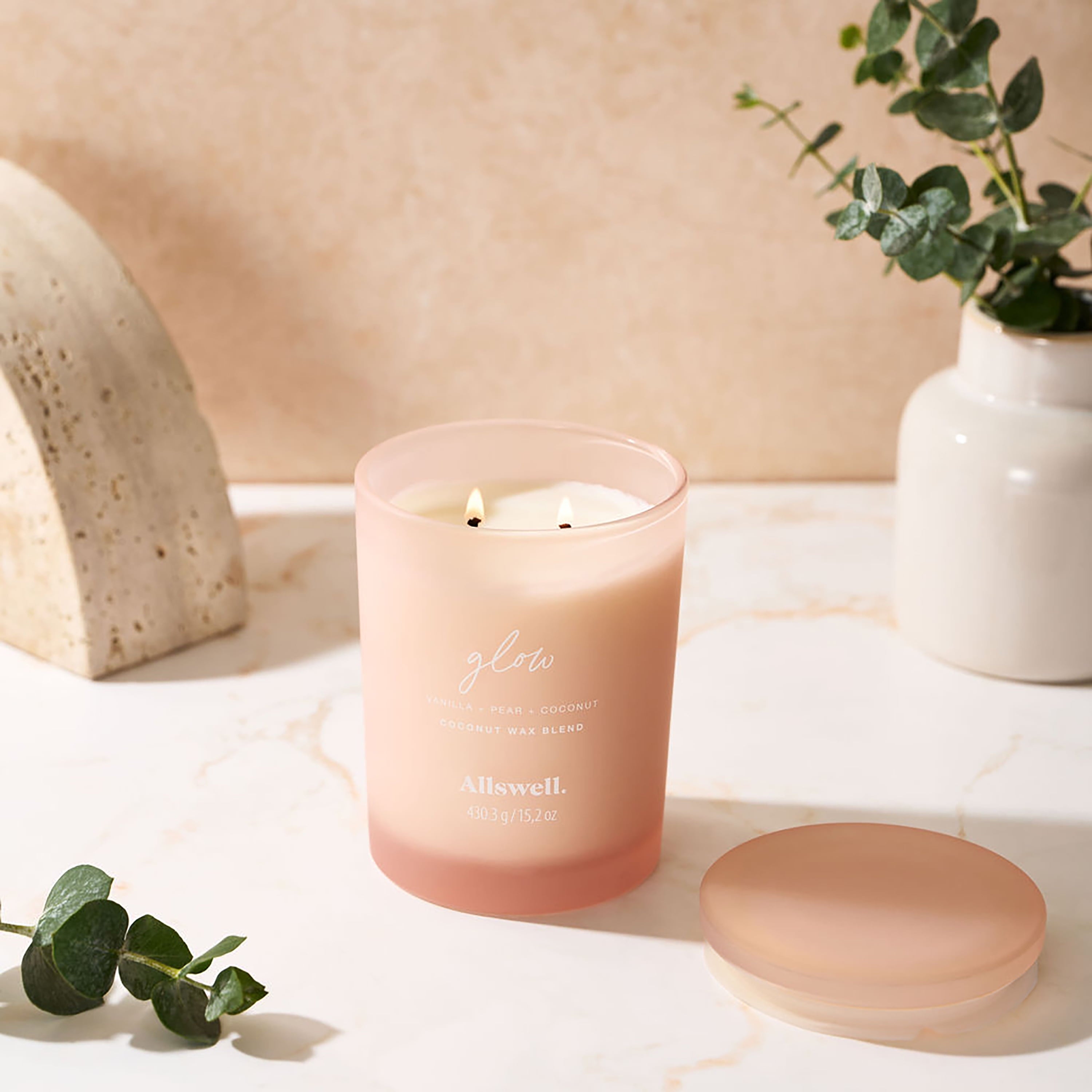 ( + Pear + Coconut) Scented 2-Wick Spa Jar Candle 15oz. - Image 3