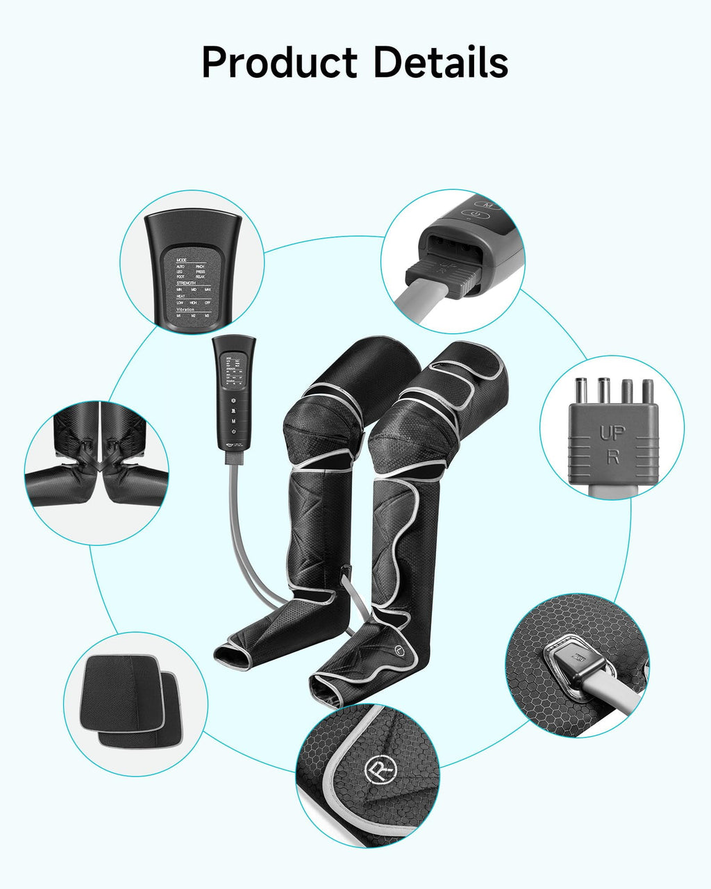Helpful for Vericose Veins, Muscle Fatigue, Cramps, 2 Heat Levels Foot/Knee ,6 Modes with Memory Function Controller,... - Image 5