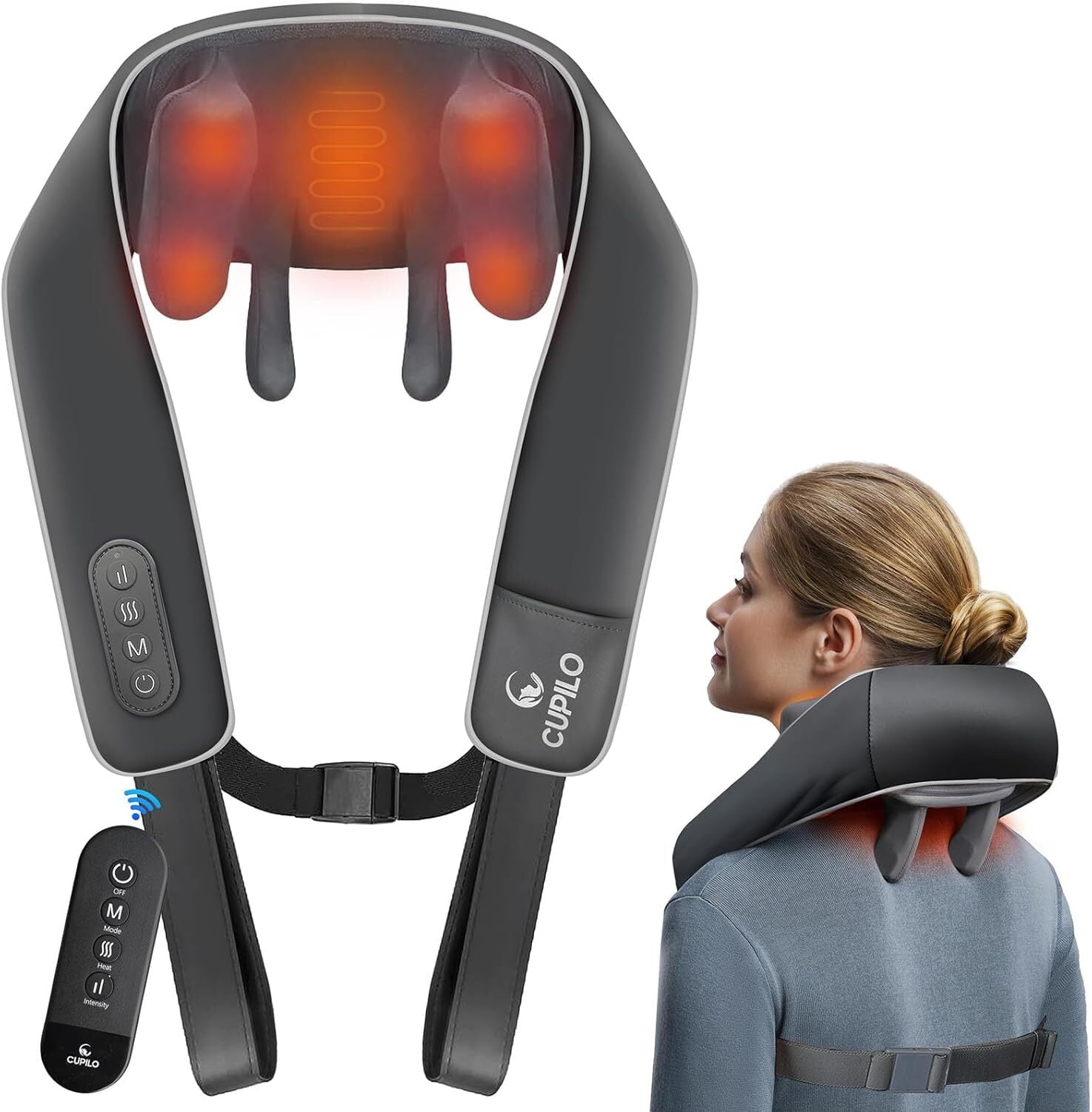 and Back Massager with Heat & Remote Control, 6D Cordless Electric Deep Tissue Kneading Massage Pillow for Shoulder L... - Image 3
