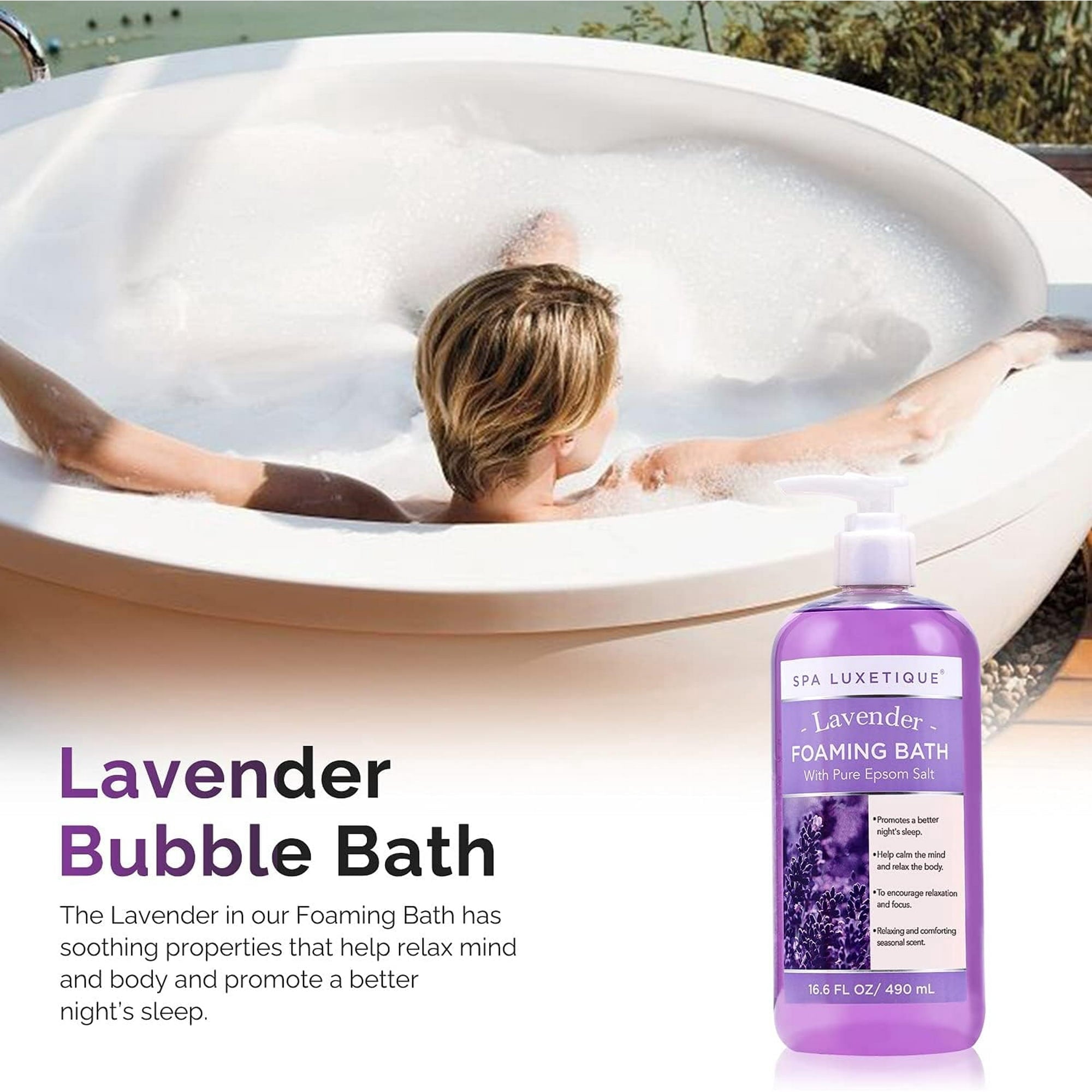with Pure Epsom Salt - Chamomile Rose Lavender Set, Relaxing Holiday Birthady Gifts for Her, 3 Pack 49.8 fl oz - Image 2