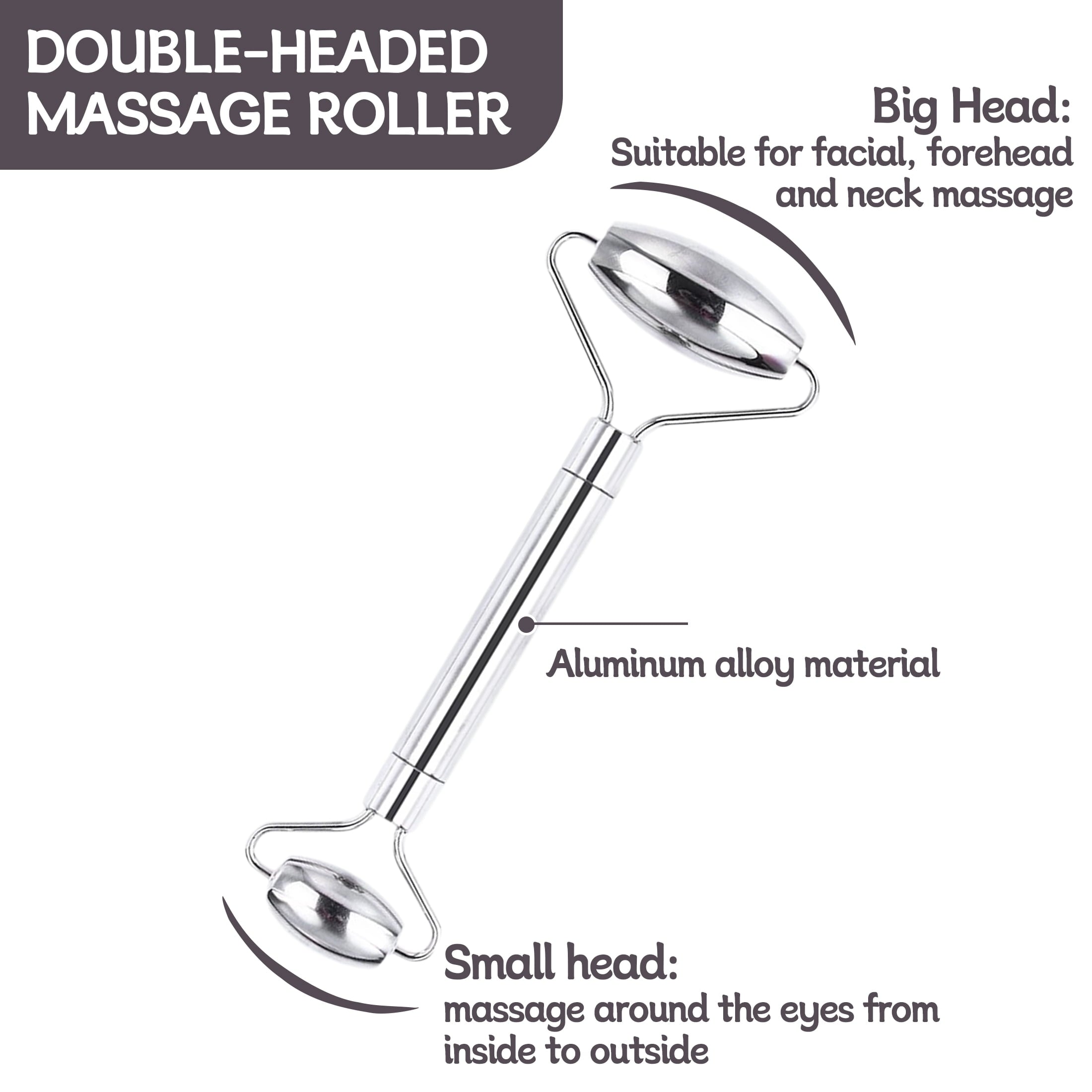 Stainless Steel Gua Sha and Face Roller Set, 2 Pcs Facial Massage Tools for Face, Neck and Eye Care - Image 3
