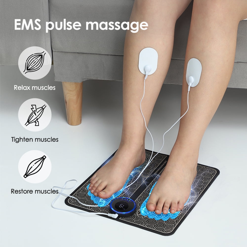 Mat,Feet Electric 8-Mode 19-Level Electrode Massage Mat with 2 Pairs of Electrode Pads,Portable Legs Pad Mat Black - Image 3
