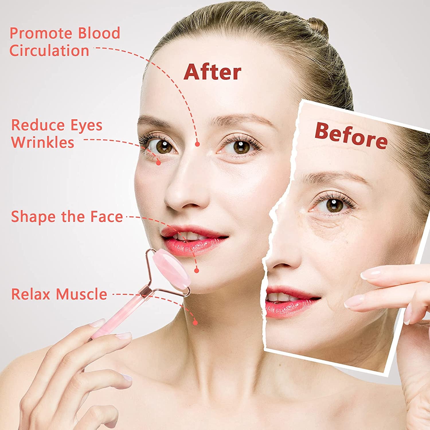 & Gua Sha, Facial Beauty sets, Rose Quartz Massager for Face, Eyes, Neck, Relieve Fine Lines,Wrinkles,and Muscle Rela... - Image 5