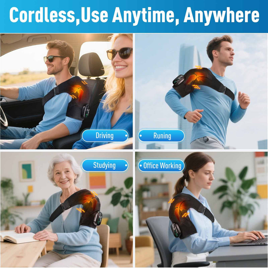 Pads with Massage,Heated Brace for Men Women,Cordless Massager with 5000mAh Battery,Heated Wrap with 6 Heat & 3 Vibra... - Image 5