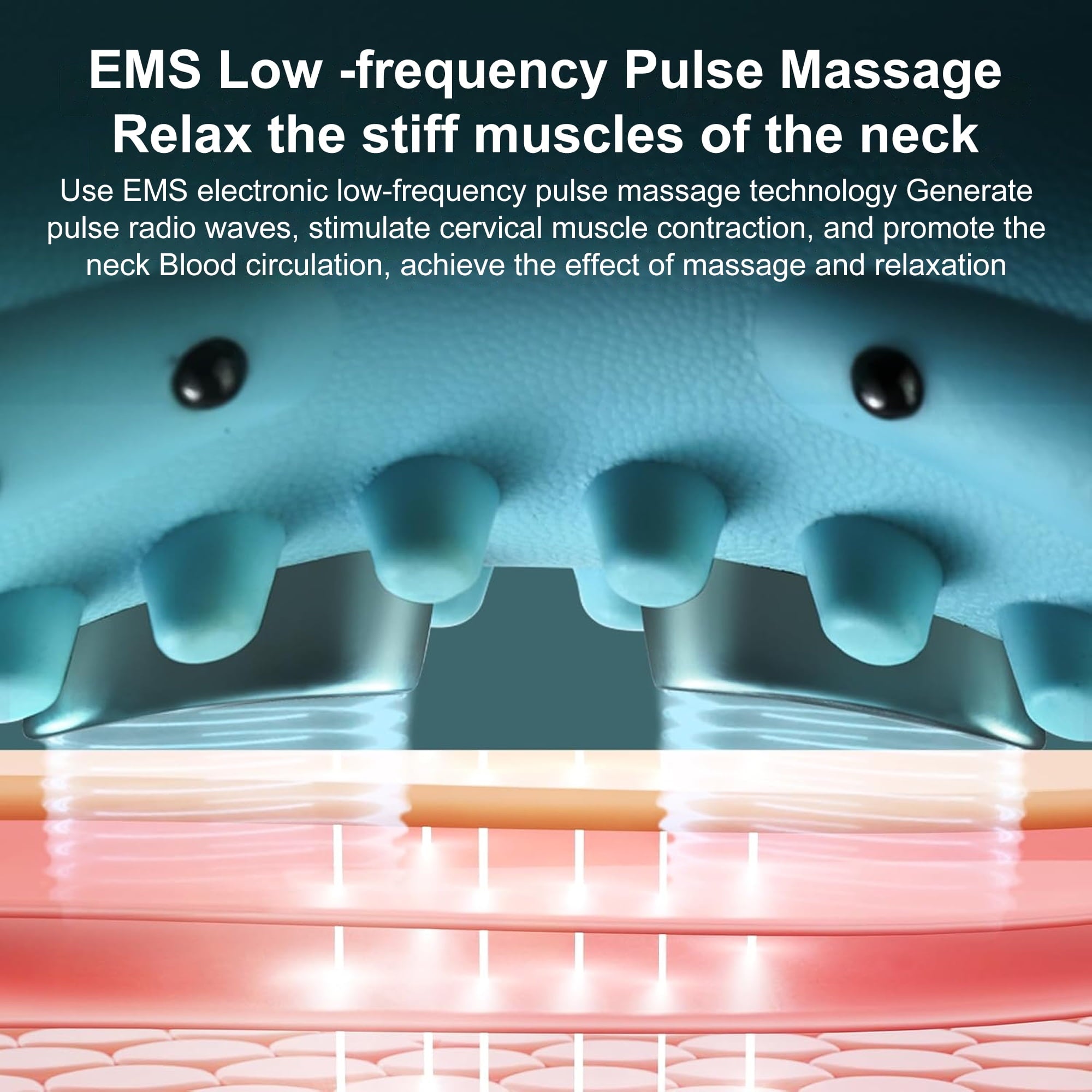 with Pulse, 6-Level Intensity & Magnetic Heat Massage Portable Cervical Relief for Muscle Stiffness and Fatigue - Image 2