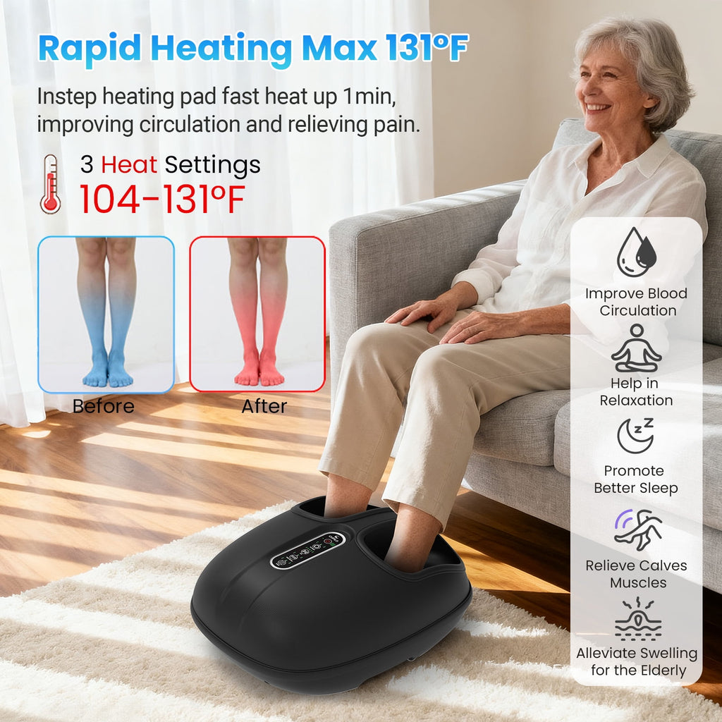 Machine with Heat & Remote Control, Shiatsu Deep Kneading for Plantar Fasciitis, Tired Muscles, Neuropathy, Blood Cir... - Image 4