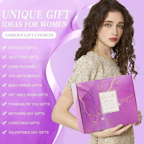 Gifts for Women Self Care Gift Get Well Soon Gifts, Rose Relaxing Gift Basket Care Package, Luxury Flannel Blanket Va... - Image 3