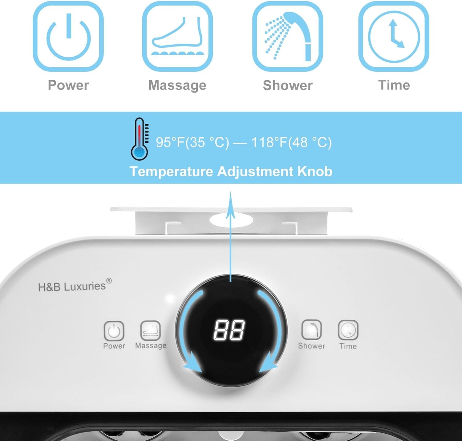 with Heat for Stress Relief, Feet Bath with Motorized Rollers and Shower, Temperature Control, Timer and Display, Ide... - Image 3