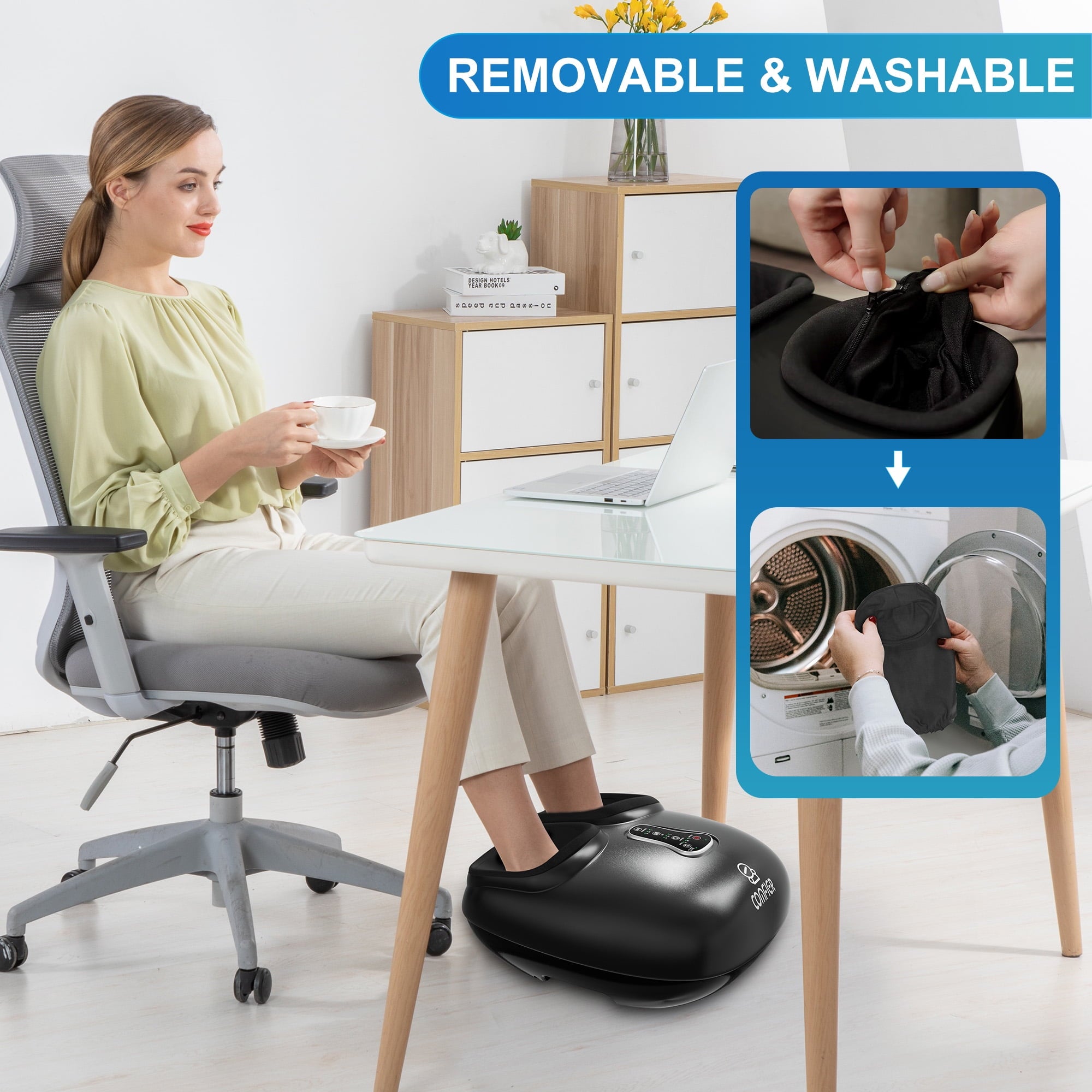 Massager with Heat Deep Kneading Feet Massage Machine for Plantar Fasciitis Blood Circulation Size Up to 13-Black - Image 3