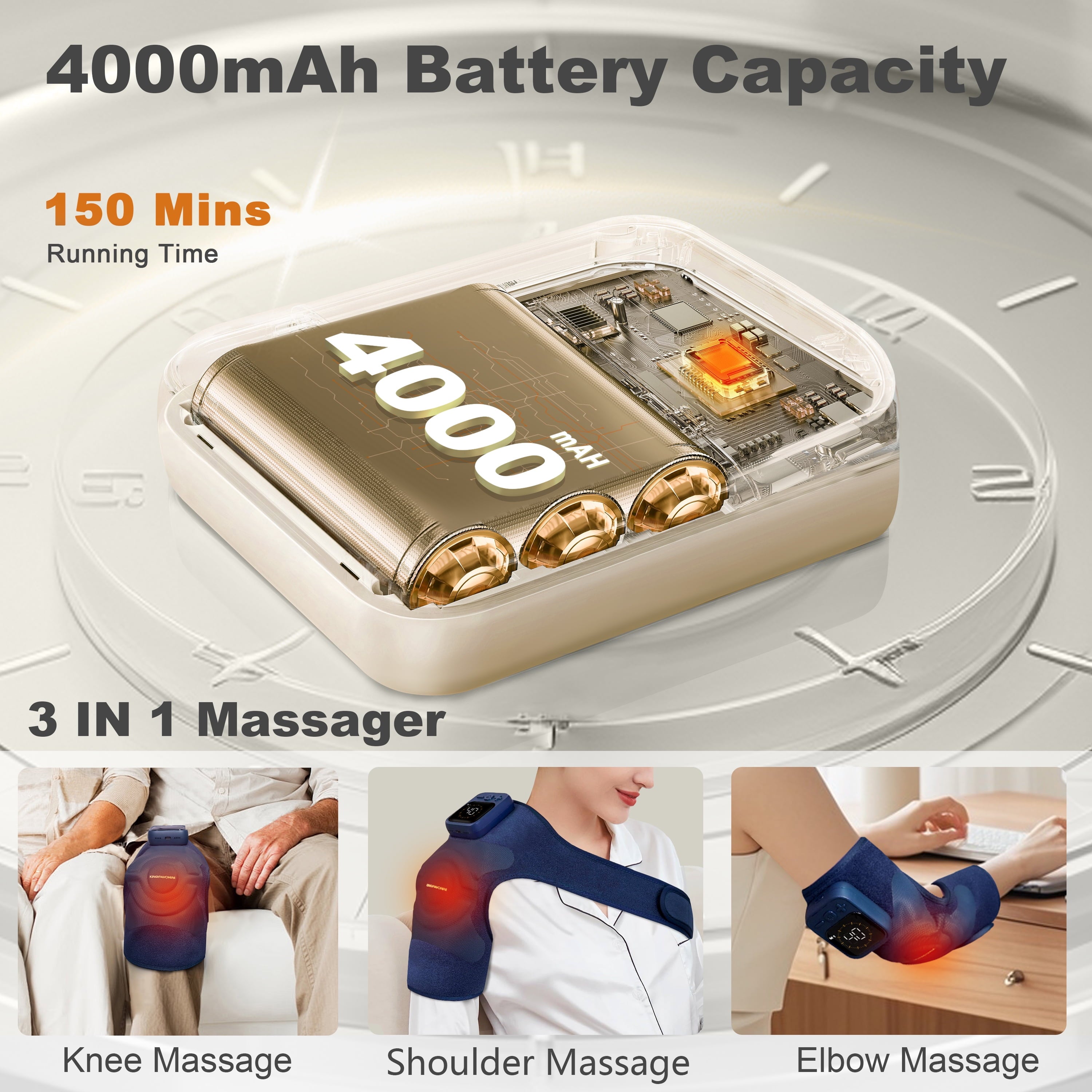 Wireless Knee Massager with Heat and Vibration for Knee, Shoulder, Elbow, Newly 4 Motors, 1 Pack - Image 6