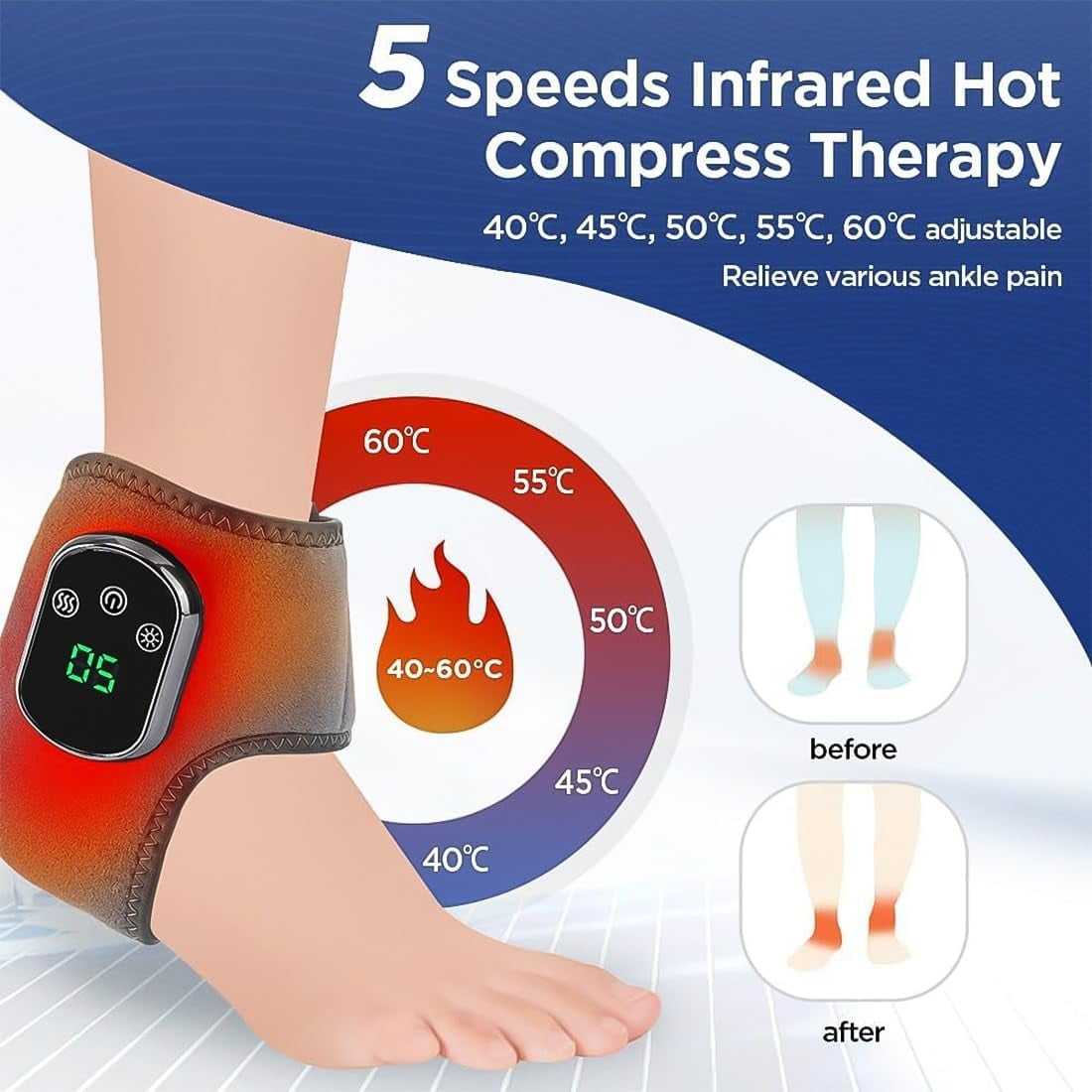 3-in-1 Massager, Ankle Massager for Pain Relief, for Neuropathy, 3 Vibration Modes & 5 Heat Levels, for All Ages Ankl... - Image 4