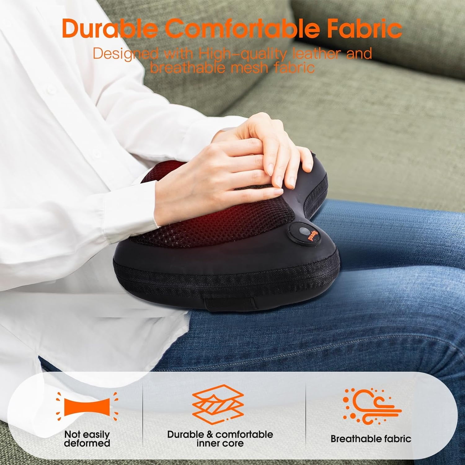 and Neck Massager with Heat, Electric 3D Deep Kneading Tissue Massage Pillow for Chair & Car, Muscle Pain Relief on S... - Image 2