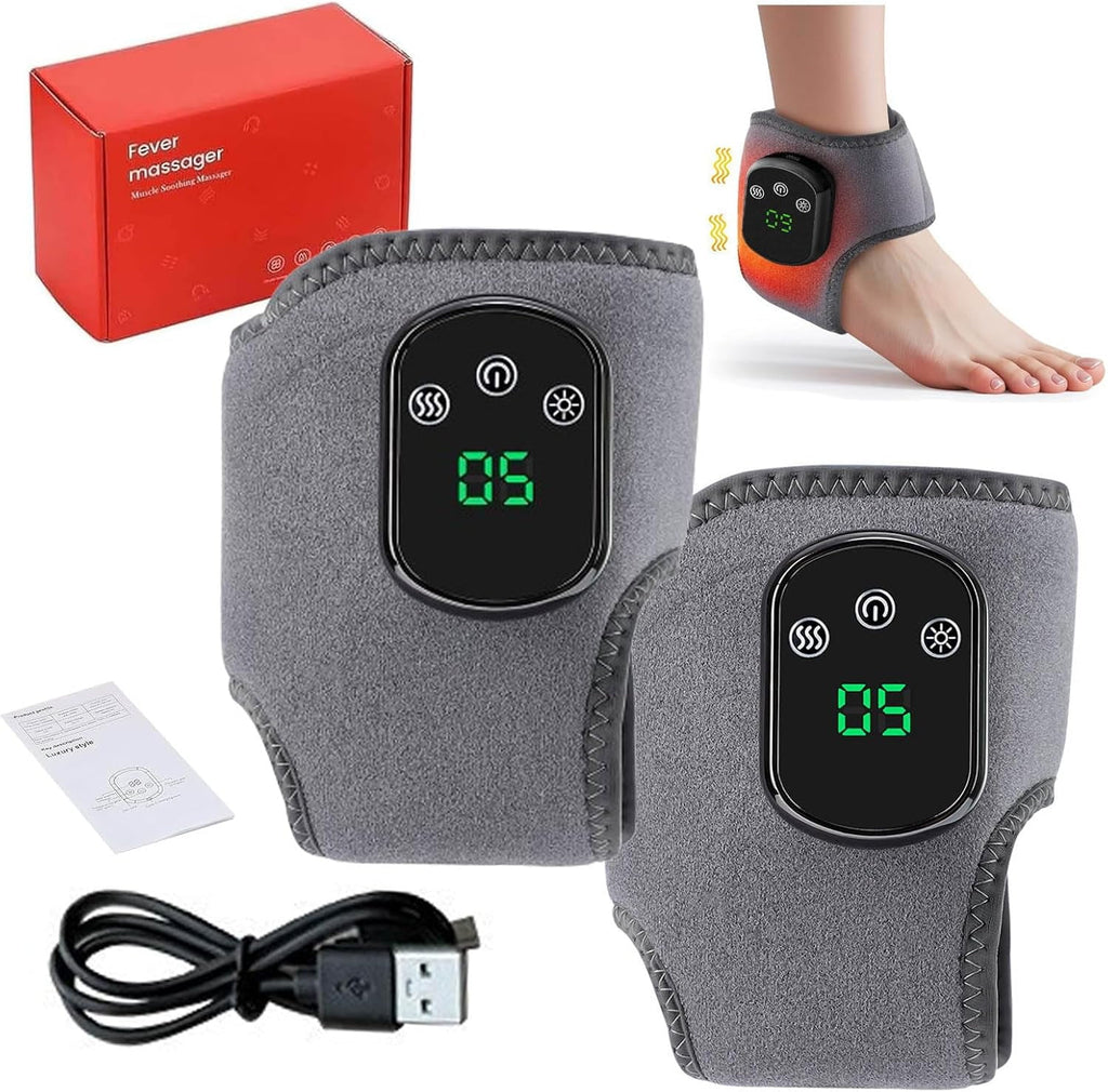Ankle Massager with Heat, 3-in-1 Kneading Massage, 3 Speeds Vibration & 5 Temperatures, Wireless Portable for Home Of...