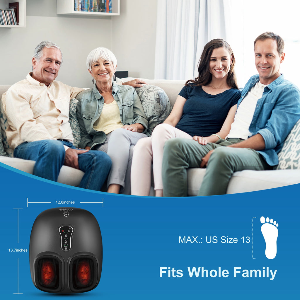 Massager with Heat Deep Kneading Feet Massage Machine for Plantar Fasciitis Blood Circulation Size Up to 13-Black - Image 5