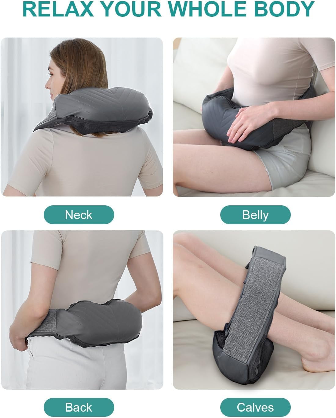 and Back Massager with Heat, Shiatsu Massage Pillow for , Shoulders and Back, Portable Deep Kneading Massager for Hom... - Image 3