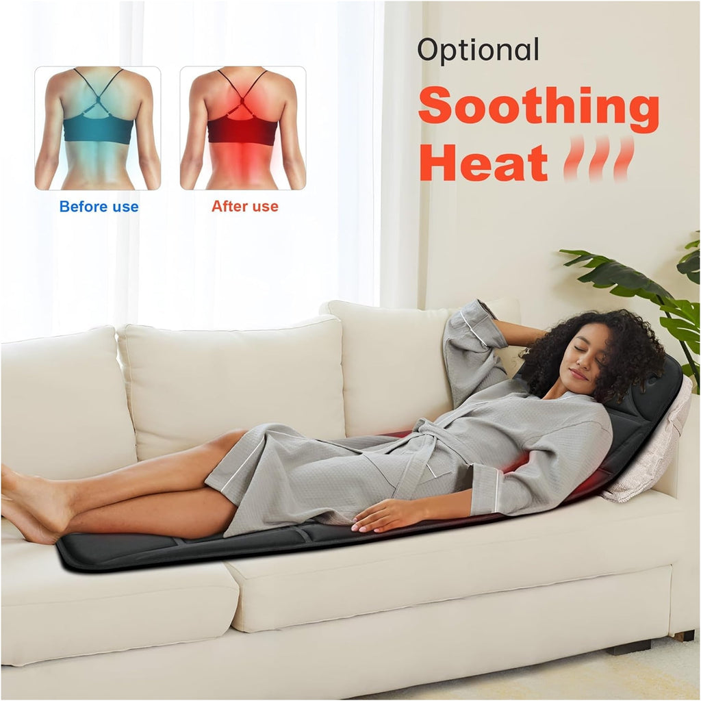Massage Mat with Heat, Vibration Back Massage Pad, Massager for Neck Back Pain, Massage Mattress Pad, Gifts for Men W... - Image 3